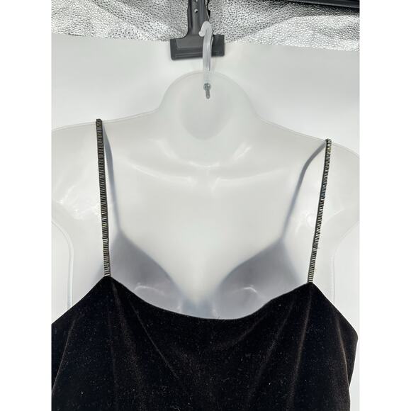 Vintage Y2K Brown Velour Leg Slit V Neck Maxi Dress Formal Party Prom Size 10 - Picture 7 of 8